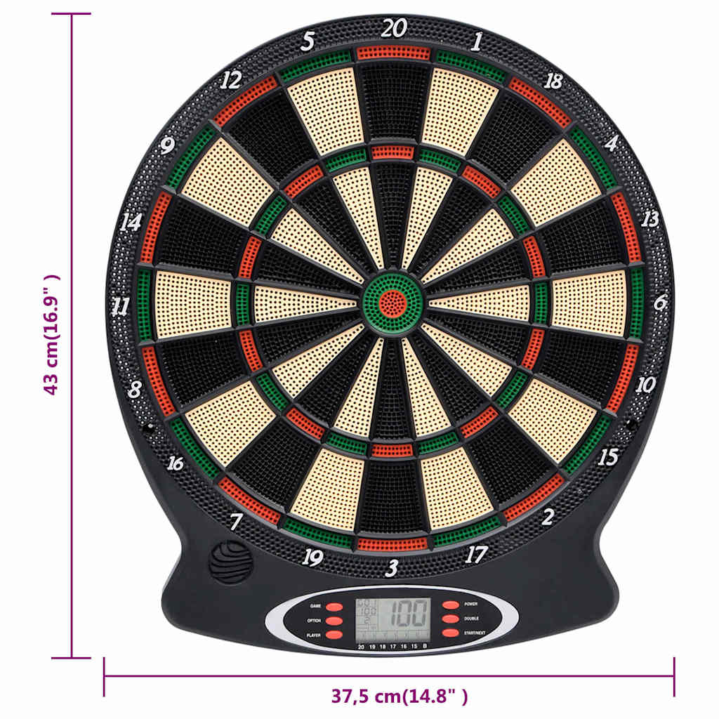 Electric Dartboard with Darts, Black Polypropylene